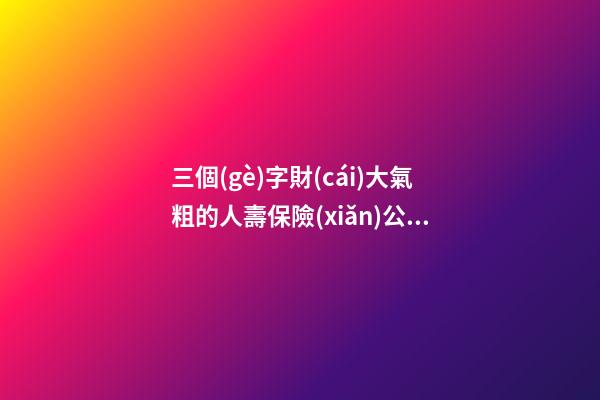 三個(gè)字財(cái)大氣粗的人壽保險(xiǎn)公司名字大全 這類合適建議-第1張-公司起名-玄機(jī)派